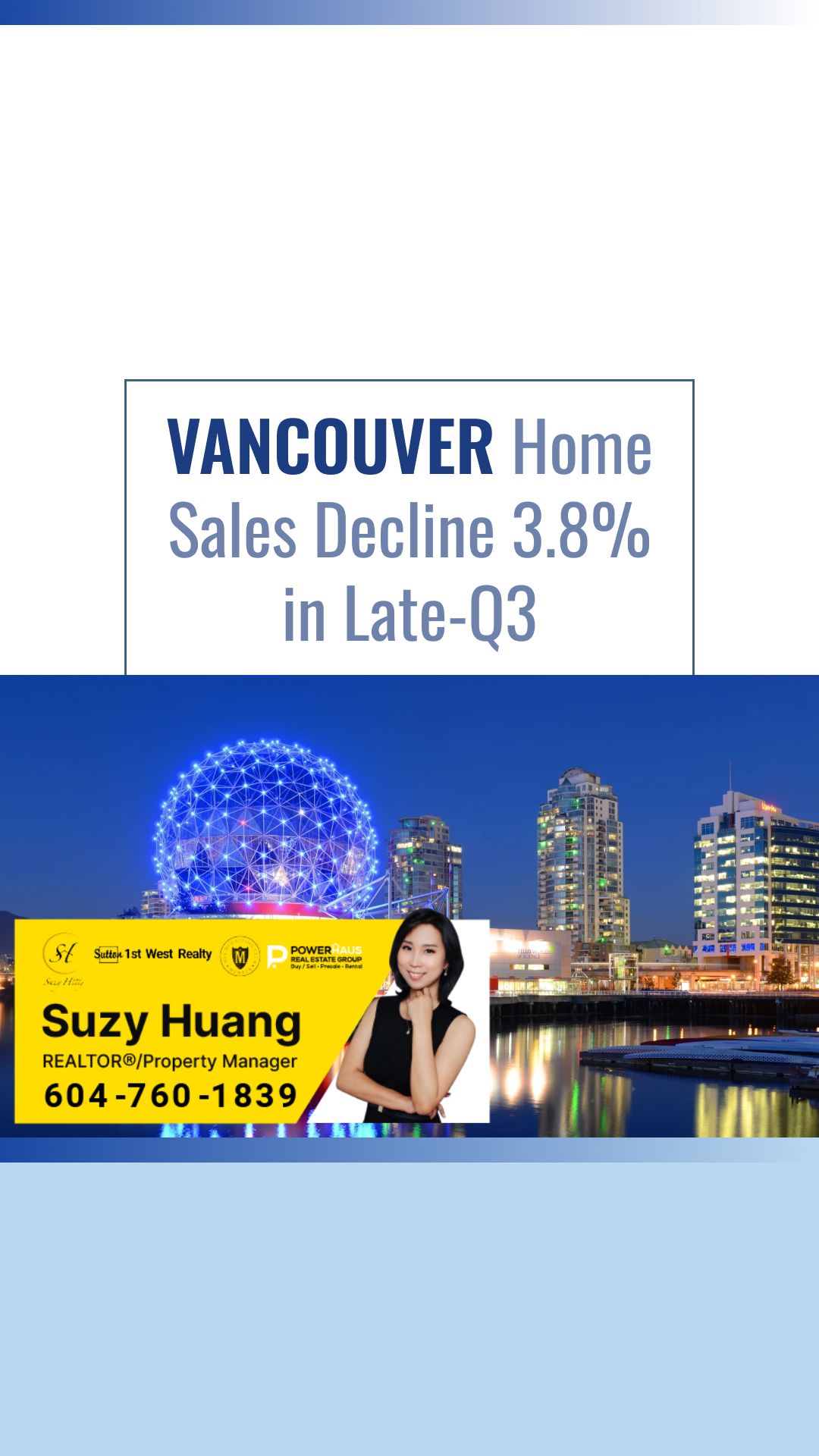 Vancouver Home Sales Decline 3.8% in Late-Q3